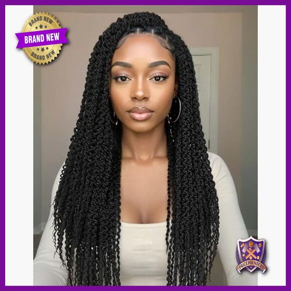 Full Double Lace Braided Wig Pre Plucked Senegalese Twist Curly